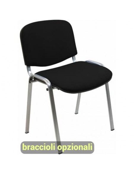 Sedia visitatore 4 gambe Unisit Dado D5G acciaio grigio - rivestimento ignifugo nero - Conf. 2 pezzi - D5G/2/IN
