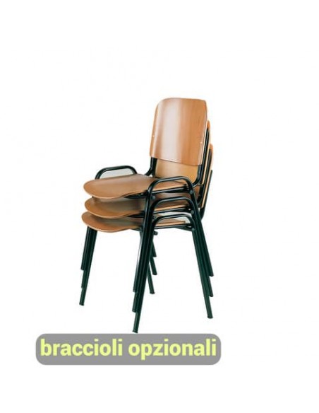 Sedia visitatore a 4 gambe Unisit Dado D5L in legno - struttura acciaio nero - conf. 2 pezzi - D5L/2