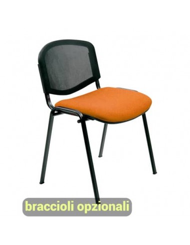 Sedia visitatore 4 gambe Unisit Dado D5N schienale in rete - rivestimento eco arancione - Conf. 2 pezzi - D5N/2/EA