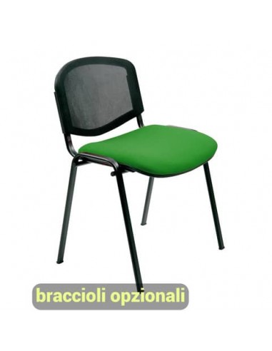 Sedia visitatore 4 gambe Unisit Dado D5N schienale in rete - rivestimento eco verde - Conf. 2 pezzi - D5N/2/EV