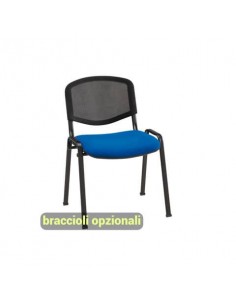 Sedia visitatore 4 gambe Unisit Dado D5N schienale in rete - rivestimento ignifugo blu - Conf. 2 pezzi - D5N/2/IB