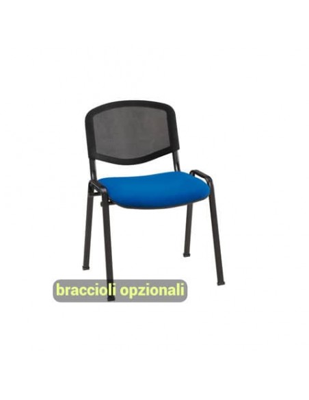 Sedia visitatore 4 gambe Unisit Dado D5N schienale in rete - rivestimento ignifugo blu - Conf. 2 pezzi - D5N/2/IB