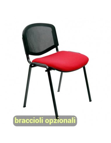 Sedia visitatore 4 gambe Unisit Dado D5N schienale in rete - rivestimento ignifugo rosso - Cf. 2 pezzi - D5N/2/IR