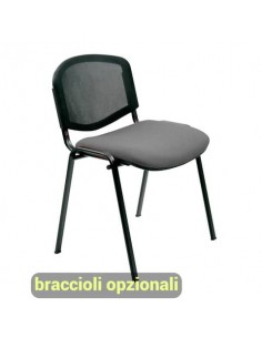 Sedia visitatore 4 gambe Unisit Dado D5N schienale in rete - rivestimento ignifugo grigio scuro Cf. 2 pz D5N/2/IT