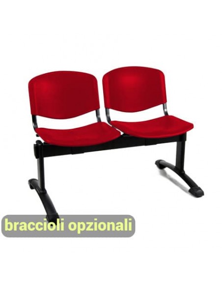 Panca 2 posti attesa Unisit Dado D5P2P - PPL rosso D5P2P/RO