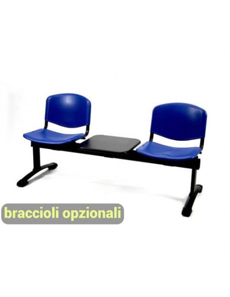 Panca 2 posti attesa Unisit Dado D5P2PT con tavolino - PPL blu D5P2PT/BL