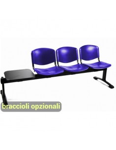 Panca 3 posti attesa Unisit Dado D5P3PT con tavolino - PPL blu D5P3PT/BL