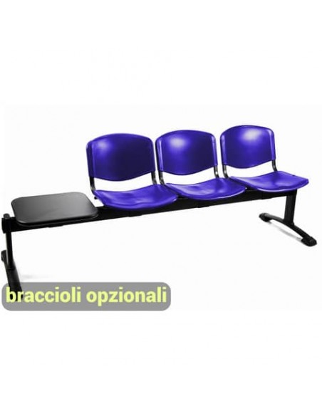 Panca 3 posti attesa Unisit Dado D5P3PT con tavolino - PPL blu D5P3PT/BL