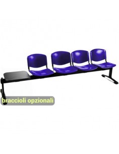 Panca 4 posti attesa Unisit Dado D5P4PT con tavolino - PPL blu D5P4PT/BL
