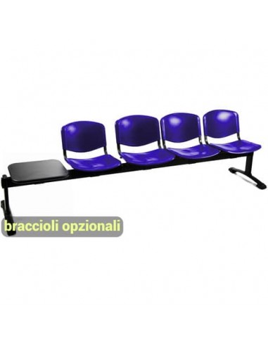 Panca 4 posti attesa Unisit Dado D5P4PT con tavolino - PPL blu D5P4PT/BL