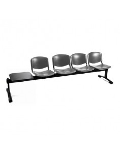 Panca 4 posti attesa Unisit Dado D5P4PT con tavolino - PPL nero D5P4PT/NE