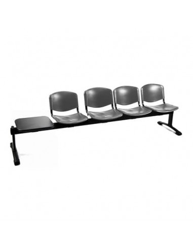 Panca 4 posti attesa Unisit Dado D5P4PT con tavolino - PPL nero D5P4PT/NE