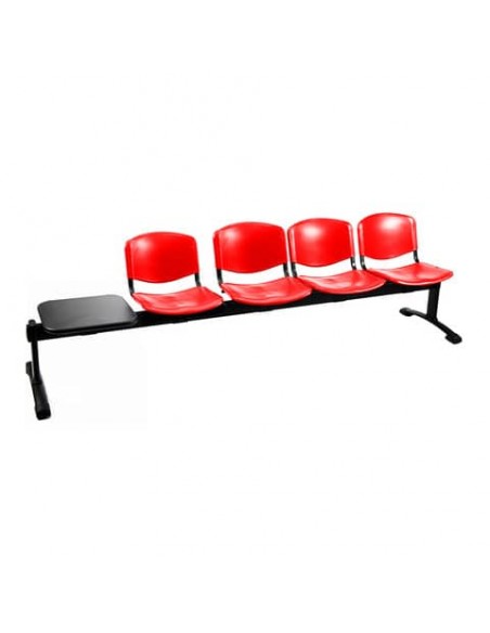 Panca 4 posti attesa Unisit Dado D5P4PT con tavolino - PPL rosso D5P4PT/RO