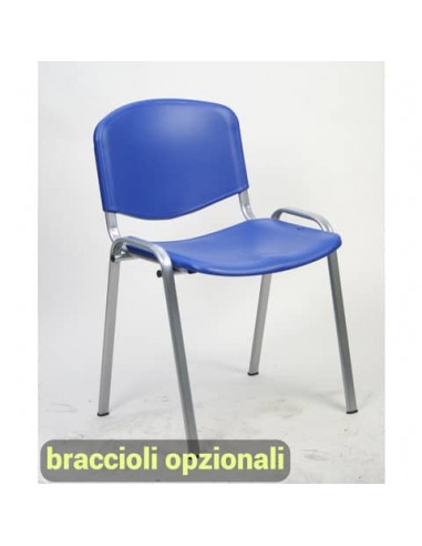 Sedia visitatore a 4 gambe Unisit Dado D5PC - struttura cromo - PPL blu - conf. 2 pezzi - D5PC/2/BL