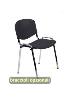Sedia visitatore a 4 gambe Unisit Dado D5PC - struttura cromo - PPL nero - conf. 2 pezzi - D5PC/2/NE