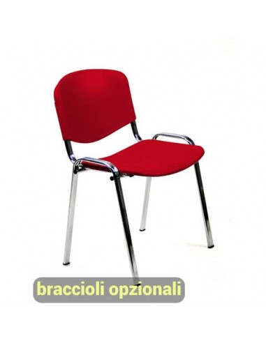 Sedia visitatore a 4 gambe Unisit Dado D5PC - struttura cromo - PPL rosso - conf. 2 pezzi - D5PC/2/RO