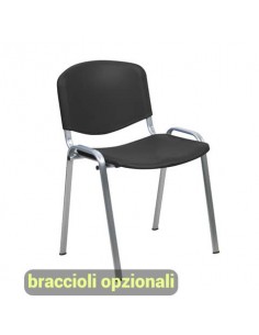 Sedia visitatore a 4 gambe Unisit Dado D5PG - struttura grigia - PPL nero - conf. 2 pezzi - D5PG/2/NE