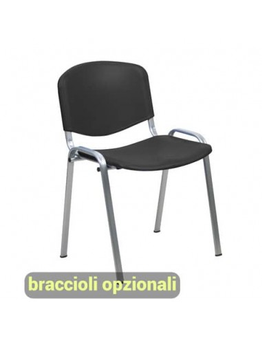 Sedia visitatore a 4 gambe Unisit Dado D5PG - struttura grigia - PPL nero - conf. 2 pezzi - D5PG/2/NE