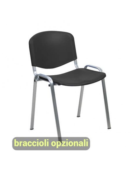 Sedia visitatore a 4 gambe Unisit Dado D5PG - struttura grigia - PPL nero - conf. 2 pezzi - D5PG/2/NE