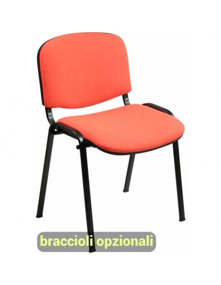 Sedia visitatore 4 gambe Unisit Dado D5S acciaio nero - rivestimento Eco - arancione - Conf. 4 pezzi - D5S/4/EA