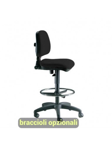 Sgabello tecnico Unisit Esos EO0 seduta alta - poggiapiedi telescopico - rivestimento Eco nero - EO0/EN