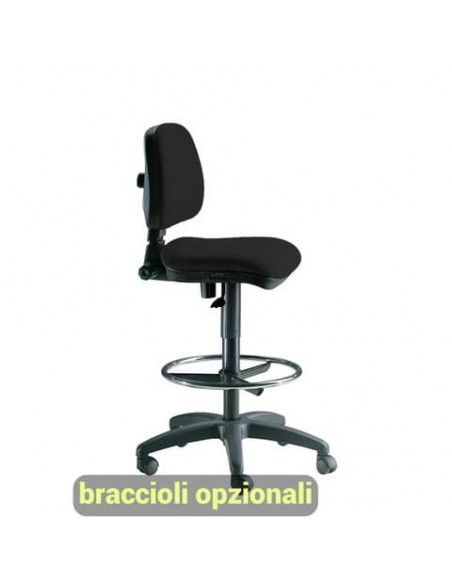 Sgabello tecnico Unisit Esos EO0 seduta alta - poggiapiedi telescopico - rivestimento Eco nero - EO0/EN