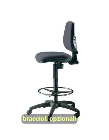 Sgabello tecnico Unisit Esos EOE1 seduta alta - poggiapiedi telescopico - rivestimento Eco grigio scuro - EOE1/ET