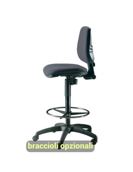 Sgabello tecnico Unisit Esos EOE1 seduta alta - poggiapiedi telescopico - rivestimento Eco grigio scuro - EOE1/ET