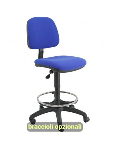 Sgabello tecnico Unisit Esos EOE4S seduta alta - poggiapiedi telescopico - rivestimento Eco blu EOE4S/EB