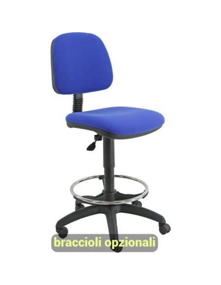 Sgabello tecnico Unisit Esos EOE4S seduta alta - poggiapiedi telescopico - rivestimento Eco blu EOE4S/EB