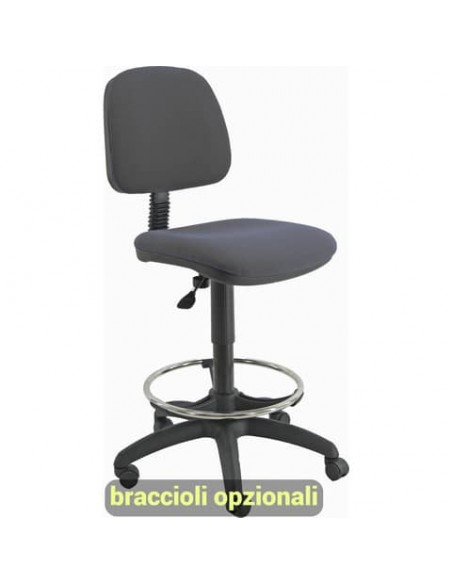 Sgabello tecnico Unisit Esos EOE4S seduta alta - poggiapiedi telescopico - rivestimento Eco grigio scuro EOE4S/ET
