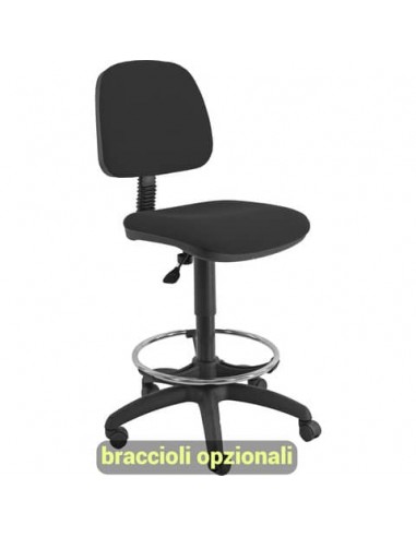 Sgabello tecnico Unisit Esos EOE4S seduta alta - poggiapiedi telescopico - rivestimento ignifugo nero EOE4S/IN