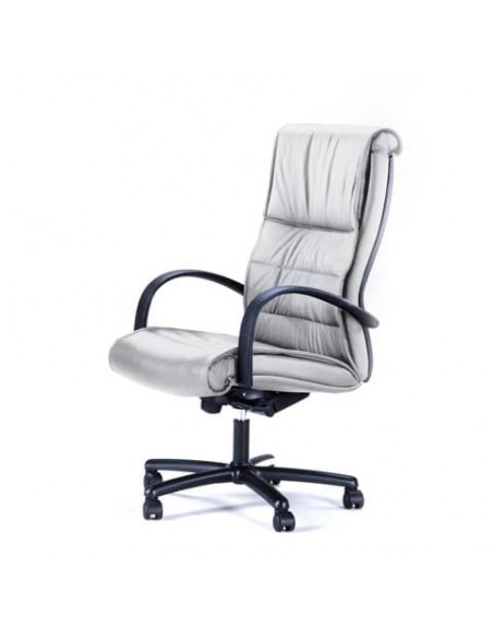 Poltrona direzionale girevole Unisit Gemini GMPY schienale fisso rivestimento pelle bianco - GMPY/PQ