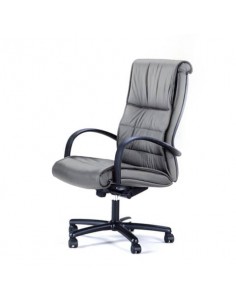 Poltrona direzionale girevole Unisit Gemini GMPY schienale fisso rivestimento pelle grigio - GMPY/PT