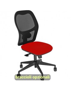 Sedia operativa girevole Unisit Hubble HUHU schienale in rete nero - rivestimento Eco rosso -HUHU/ER