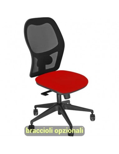 Sedia operativa girevole Unisit Hubble HUHU schienale in rete nero - rivestimento Eco rosso -HUHU/ER