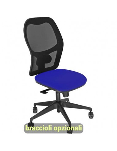Sedia operativa girevole Unisit Hubble HUHU schienale in rete nero - rivestimento ignifugo blu - HUHU/IB