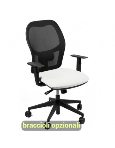 Sedia operativa girevole Unisit Hubble HUHU schienale in rete nero - rivestimento ecopelle bianco - HUHU/KQ