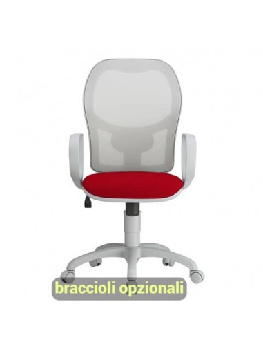 Sedia operativa girevole Unisit Hubble Grafix HUHUGR - schienale in rete - rivestimento Eco rosso - HUHUGR/ER