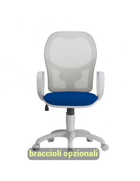 Sedia operativa girevole Unisit Hubble Grafix HUHUGR - schienale in rete - riv. fili di luce blu - HUHUGR/F11