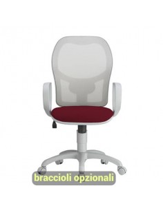 Sedia operativa girevole Unisit Hubble Grafix HUHUGR - schienale in rete - rivestimento ignifugo bordeaux HUHUGR/ID