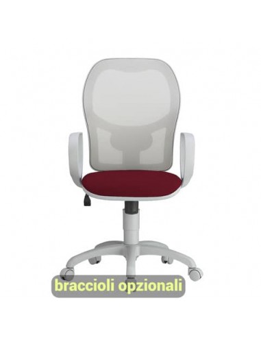 Sedia operativa girevole Unisit Hubble Grafix HUHUGR - schienale in rete - rivestimento ignifugo bordeaux HUHUGR/ID
