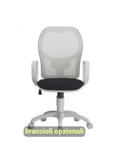 Sedia operativa girevole Unisit Hubble Grafix HUHUGR - schienale in rete - rivestimento ecopelle nero HUHUGR/KN