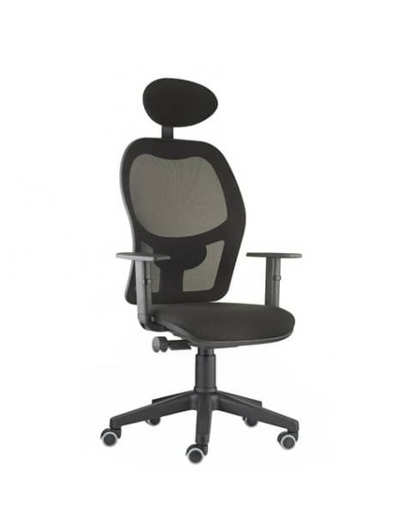 Sedia operativa girevole Unisit Hubble HUHUPG con poggiatesta - rivestimento ecopelle nero + braccioli HUHUPG/BR/KN