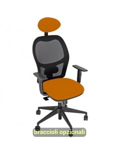 Sedia operativa girevole Unisit Hubble HUHUPG con poggiatesta schienale in rete rivestimento Eco arancione HUHUPG/EA