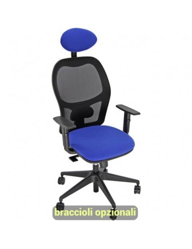 Sedia operativa girevole Unisit Hubble HUHUPG con poggiatesta schienale in rete rivestimento Eco blu HUHUPG/EB