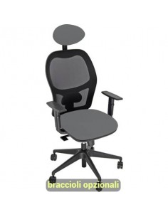 Sedia operativa girevole Unisit Hubble HUHUPG con poggiatesta schienale in rete rivestimento Eco grigio sc. HUHUPG/ET