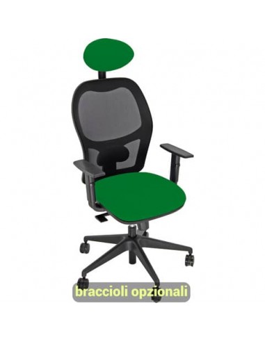 Sedia operativa girevole Unisit Hubble HUHUPG con poggiatesta schienale in rete rivestimento Eco verde HUHUPG/EV