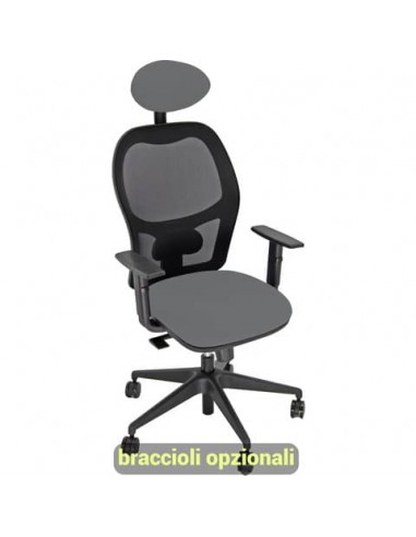 Sedia operativa girevole Unisit Hubble HUHUPG con poggiatesta schienale in rete riv. fili di luce grigio HUHUPG/F14