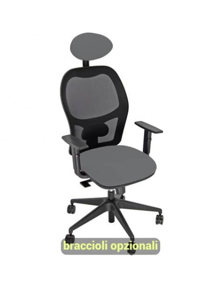 Sedia operativa girevole Unisit Hubble HUHUPG con poggiatesta schienale in rete riv. fili di luce grigio HUHUPG/F14